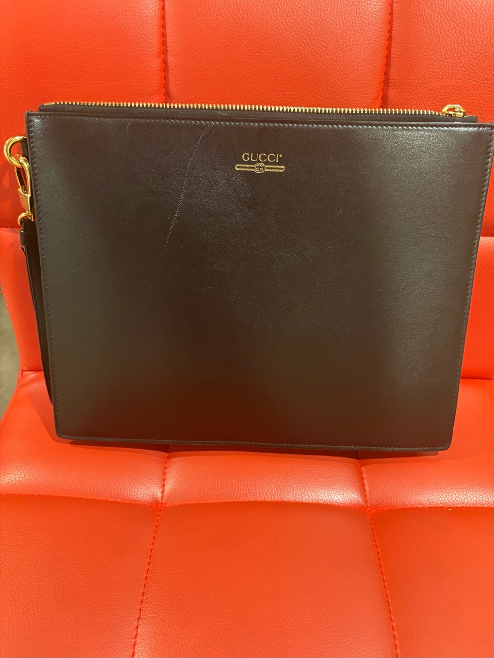 Gucci Leather Zip Clutch Bag